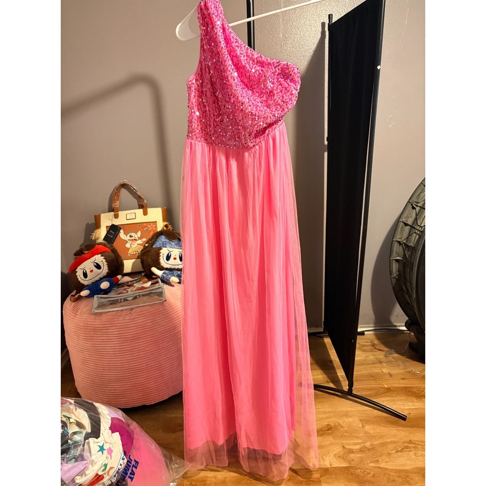 Dressalisa - Sequin Halter Pink Tulle Gown Sz S